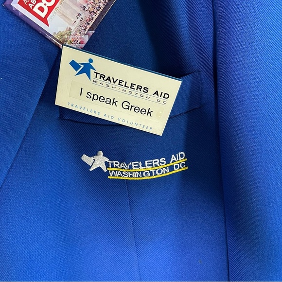 HTF Washington DC Travelers Aid Men’s Blue Blazer Sz Large Metropolitan Airports - Picture 3 of 14